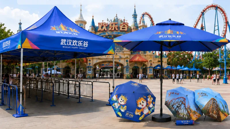 武汉欢乐谷主题乐园广告帐篷与 IP 主题文创伞定制案例项目图片