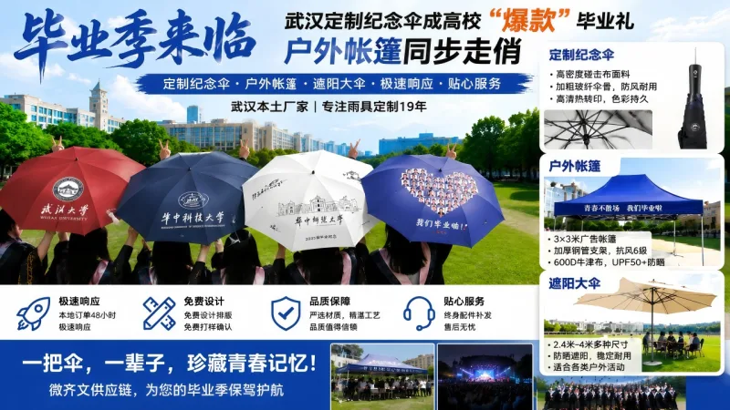 毕业季来临 武汉定制纪念伞成高校“爆款”;  毕业礼 户外帐篷同步走俏