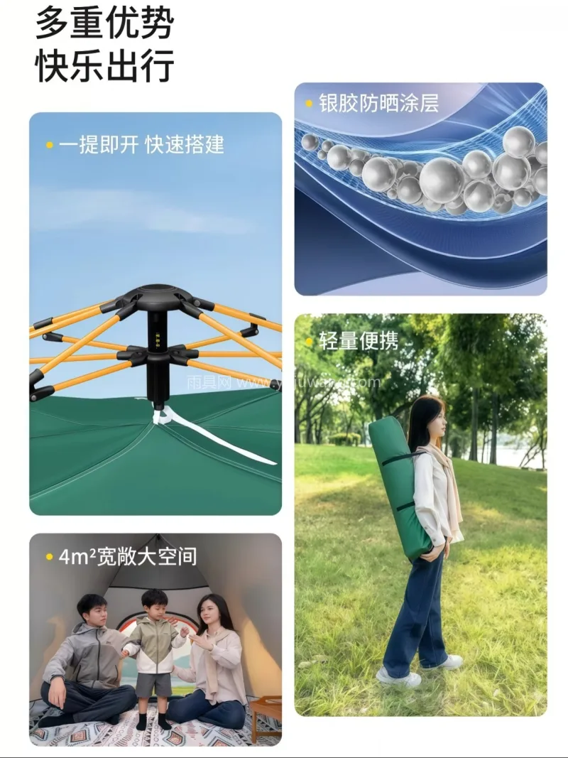 尼龙布 · 玻璃纤维 · 涤纶 武汉专业帐篷供应链供货户外折叠便携式全自 - 详情图