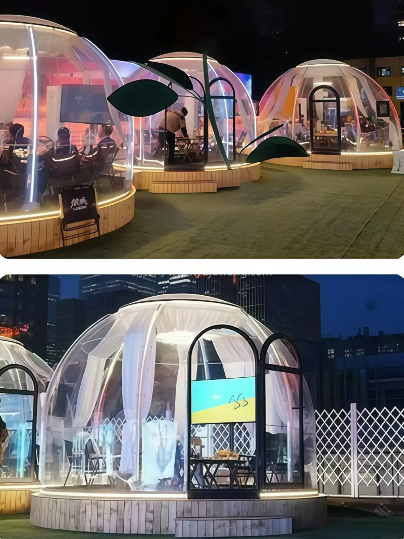 铝合金支架 · PC材质 · 本款 PC 透明网红星空房泡泡屋由武汉本 - 详情图