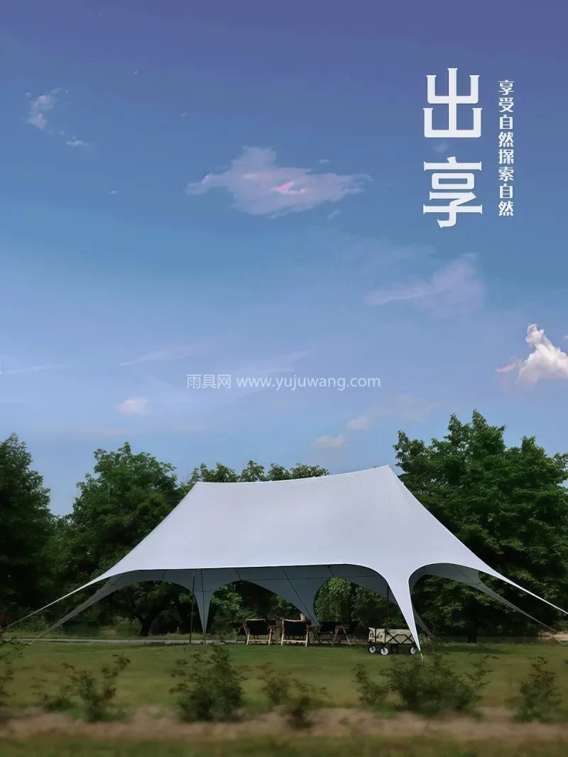 荷叶仿生拒水面料 · 珍珠白镀锌钢管 · 本款白色双顶户外遮阳天幕帐篷，由武汉本地 - 详情图