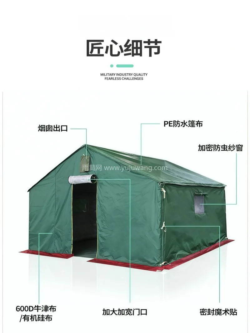600d牛津布 · 镀锌圆管 · PE防 武汉专业帐篷供应链供货户外施工工程工地帆 - 详情图