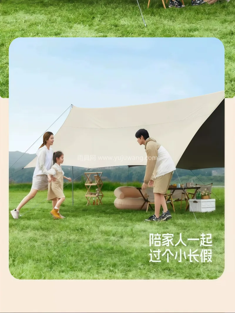 钛金黑胶牛津布 · 高密纤维基布 · 高 武汉本土大厂出品钛金黑胶天幕帐篷，专业户 - 详情图