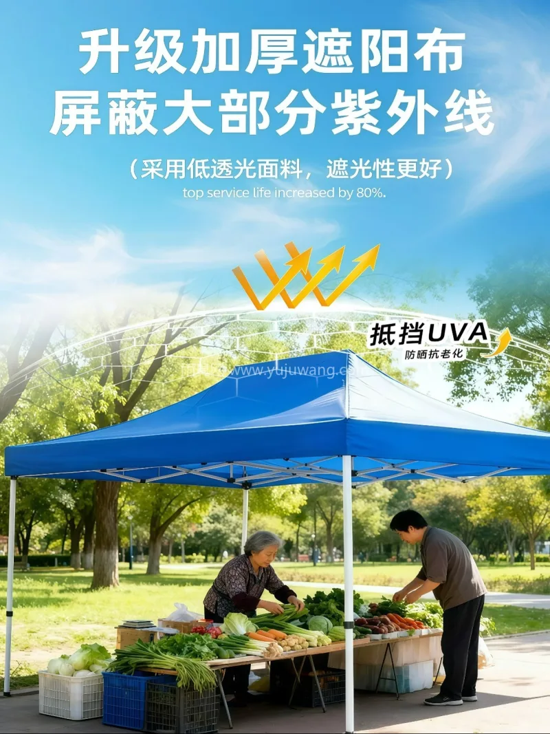 牛津布材质 · 加固彩胶涂层 · 纳米级 本款摆摊专用帐篷为武汉本地大型制伞供应链 - 详情图