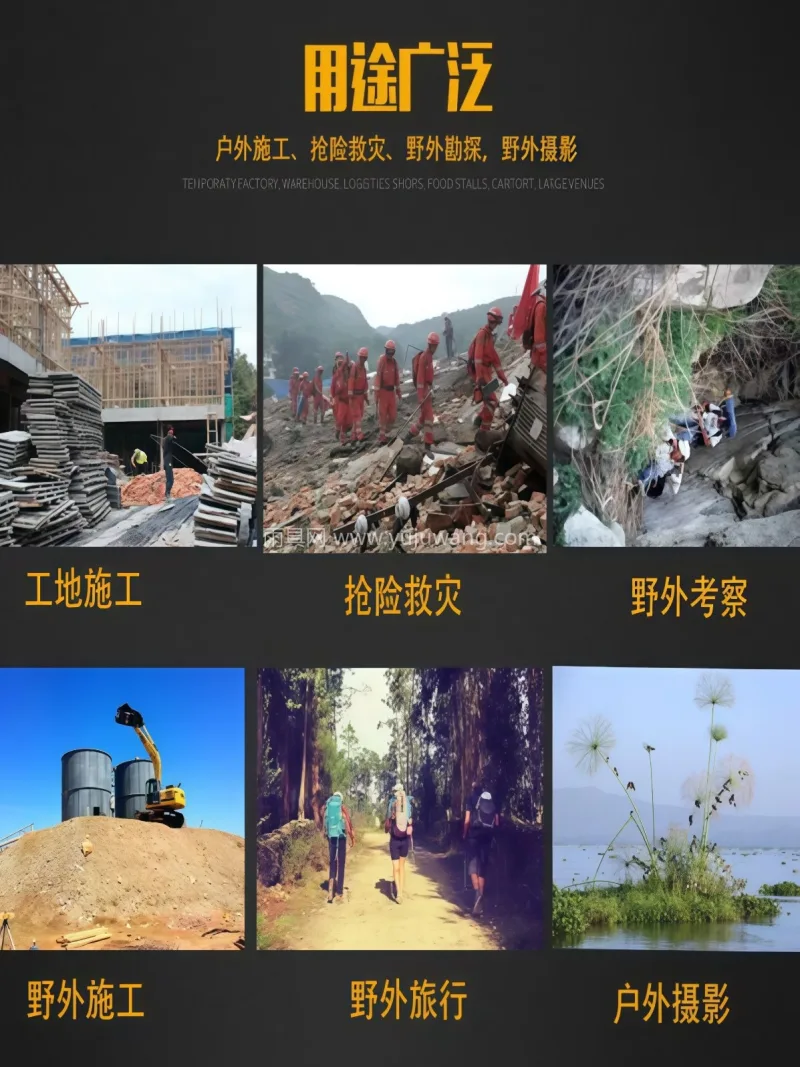 迷彩牛津布 · 镀锌圆管 · 环保橡塑布 本厂为武汉大型专业雨具帐篷供应服务商，主 - 详情图