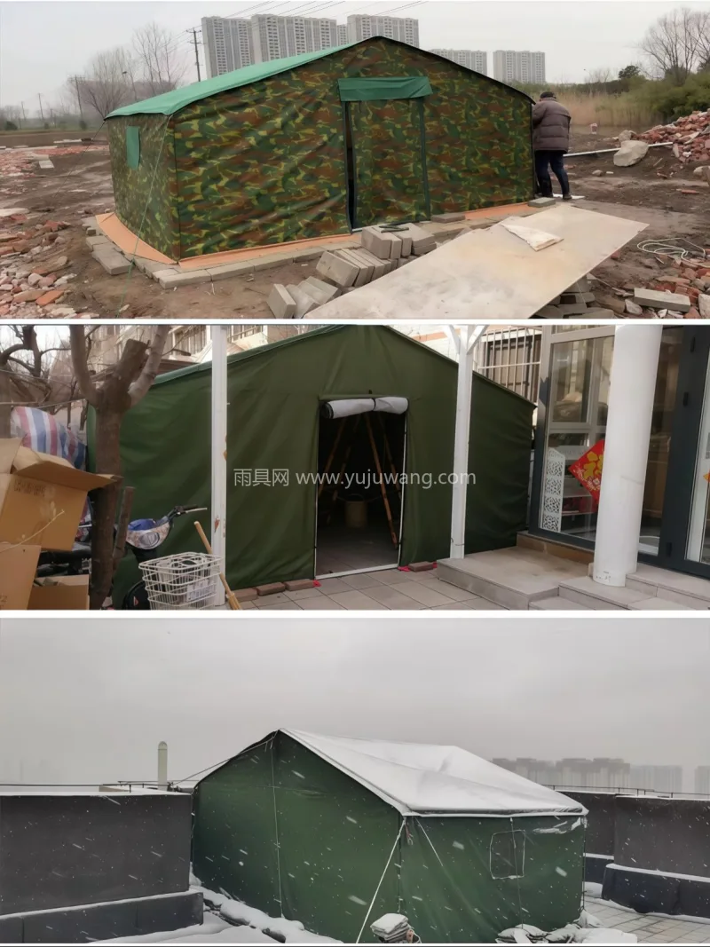 迷彩牛津布 · 镀锌圆管 · 环保橡塑布 本厂为武汉大型专业雨具帐篷供应服务商，主 - 详情图