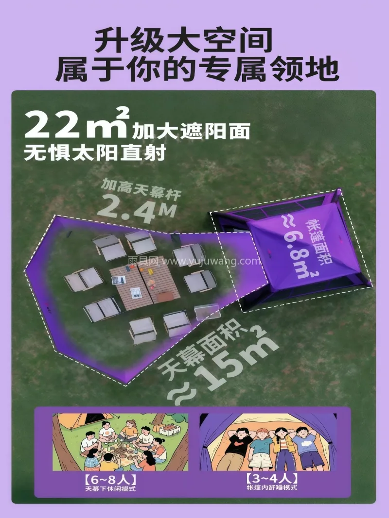 150D/210D牛津布 · 全遮光黑胶 武汉本地供应链供货自动充气露营帐篷，3- - 详情图