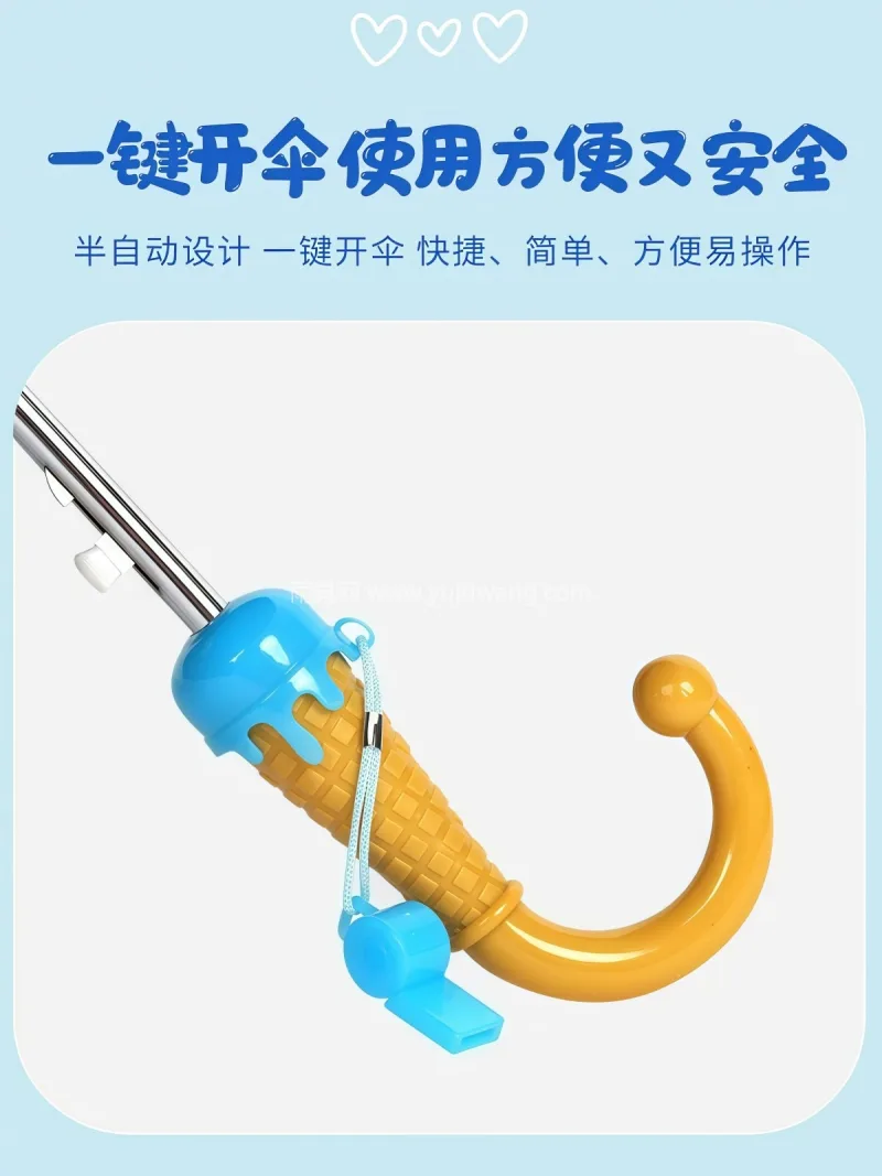 黑胶+玻纤 · 防晒防水 本款自动儿童雨伞由武汉雨具供应链服务专业 - 详情图