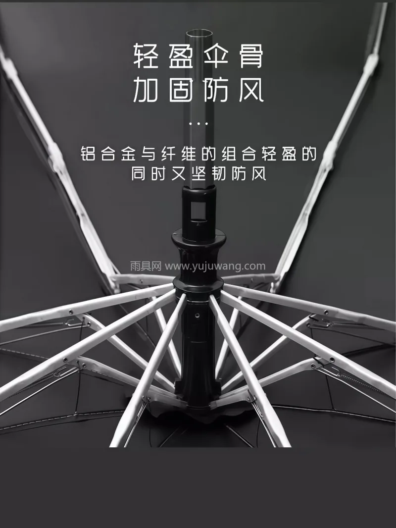 铝合金纤维伞骨 · 荷叶拒水 · 黑胶伞 武汉大型雨具源头供应链供货全自动五折雨伞 - 详情图