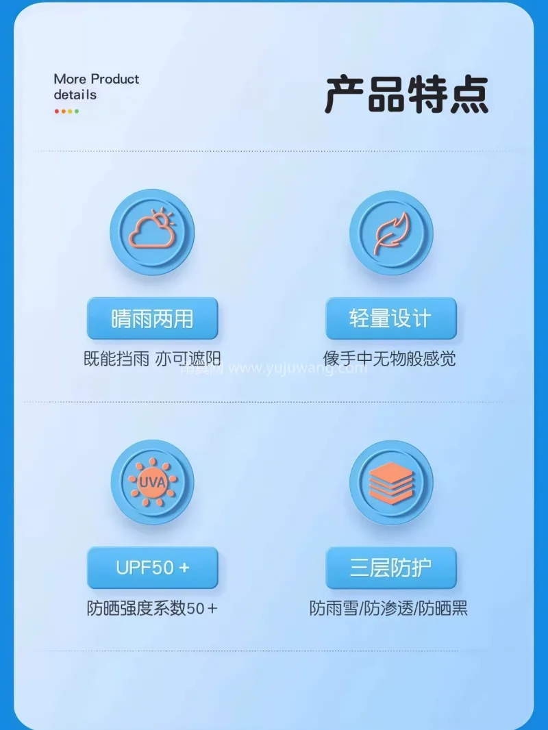 黑胶+玻纤 · 防晒防水 本款儿童晴雨遮阳伞由武汉雨具供应链服务专 - 详情图