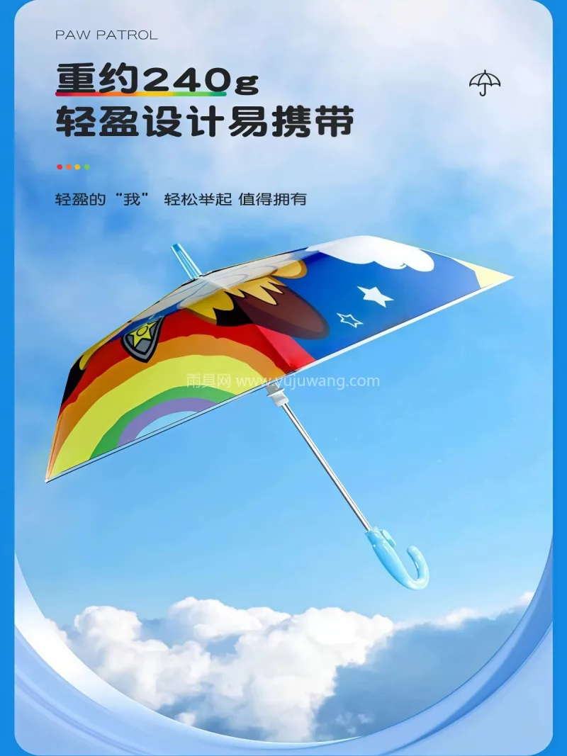 黑胶+玻纤 · 防晒防水 本款儿童晴雨遮阳伞由武汉雨具供应链服务专 - 详情图