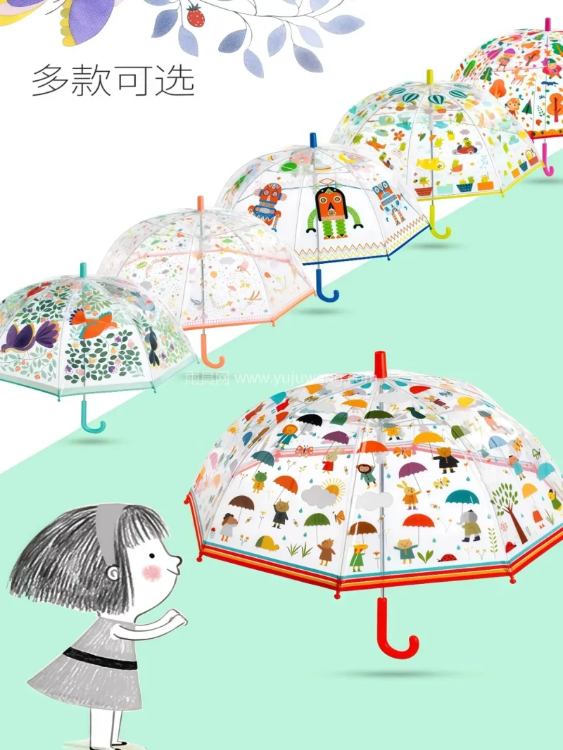 碰击布+玻纤 · 高密防水 本款儿童透明雨伞由武汉雨具供应链服务专业 - 详情图