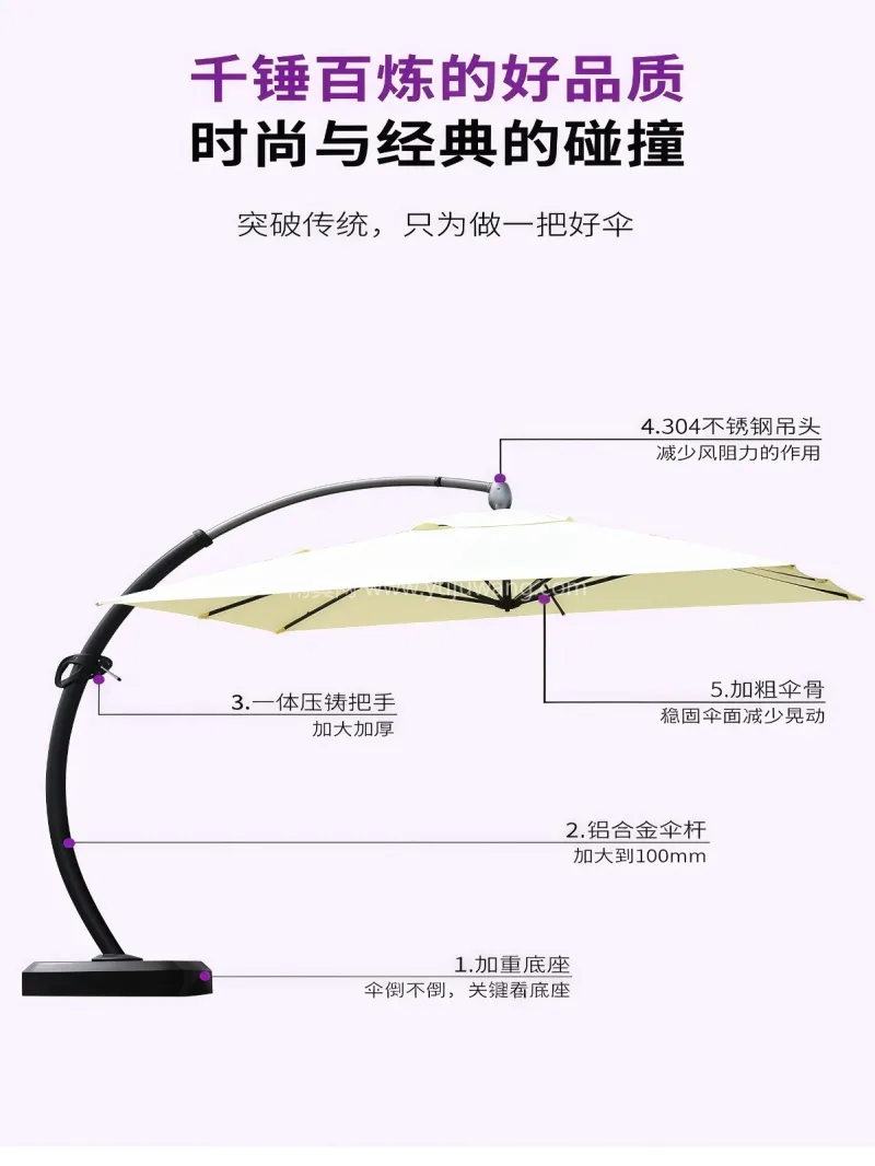 加粗铝合金伞杆 · 高密色织涤纶布 ·  武汉雨具供应链服务商直供高品质户外太阳伞 - 详情图