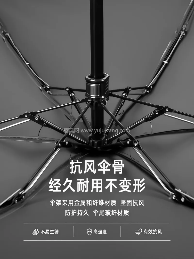 黑胶布料 · 抗风伞骨 · 纤维尾骨 武汉大型雨具源头供应链供货包包太阳伞，采 - 详情图