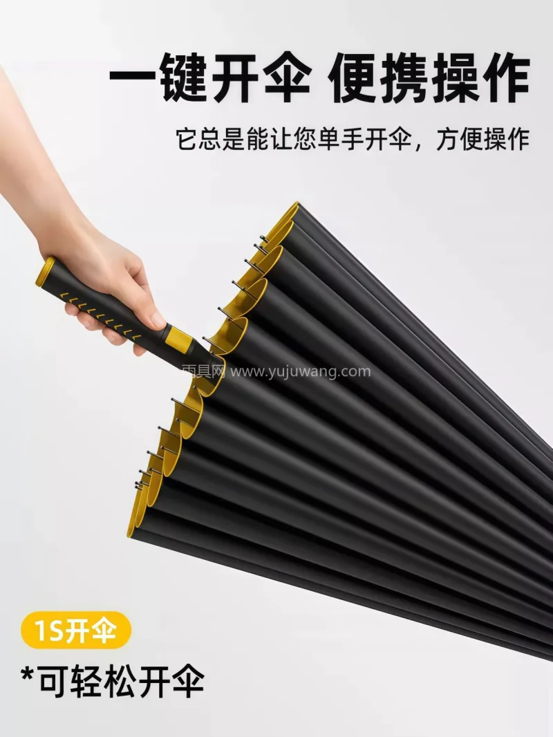 高稳定玻纤 · 耐用持久 本款自动长柄雨伞由武汉雨具供应链服务匠心 - 详情图