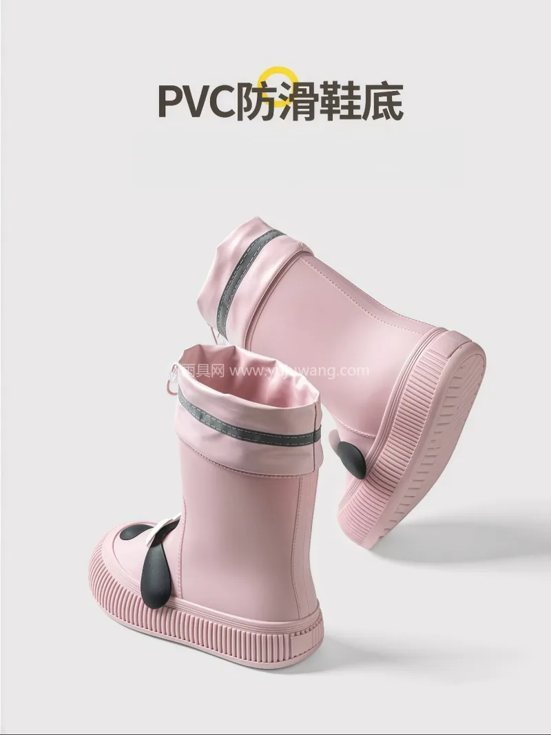 PVC材质 · 防滑底纹 · 一体鞋身设 武汉大型雨具源头供应链供货新款儿童雨鞋， - 详情图