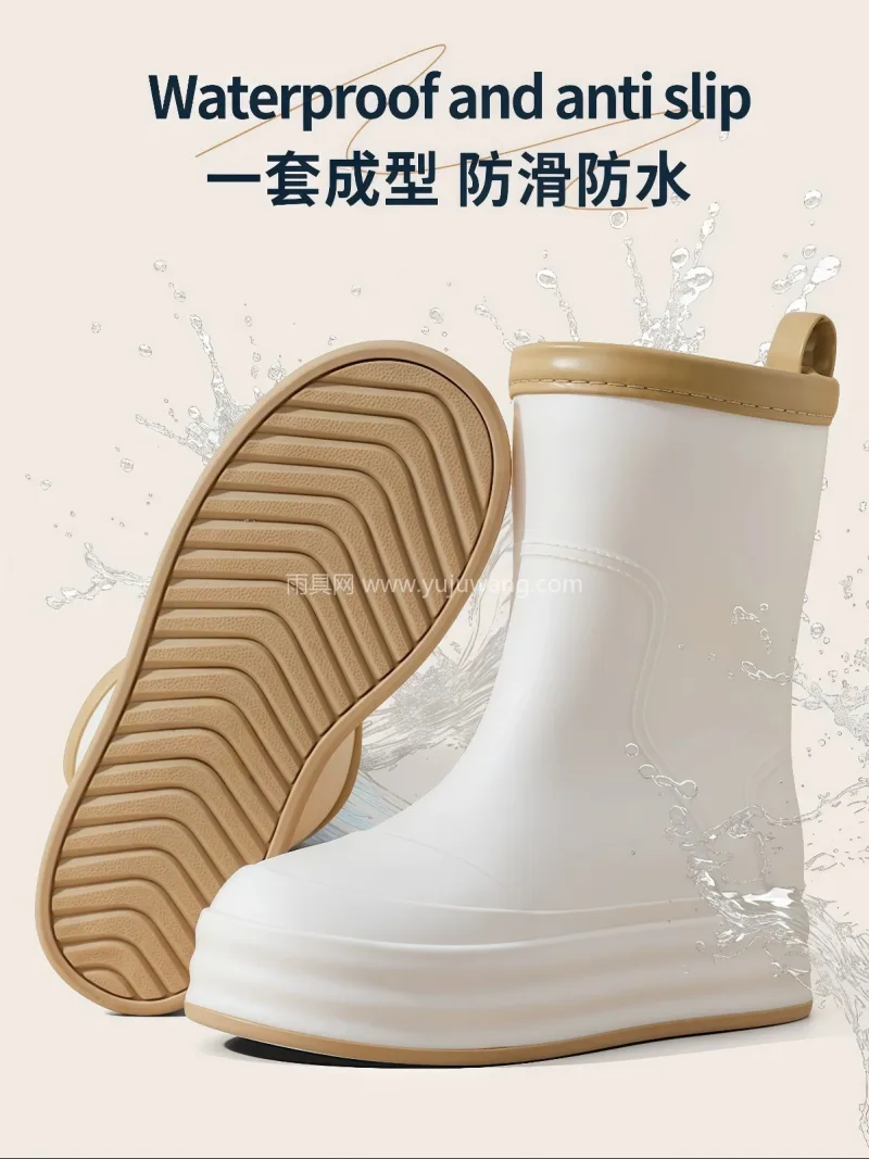 PVC材质 · 升级收缩设计 武汉大型雨具源头供应链供货女款中筒雨鞋， - 详情图