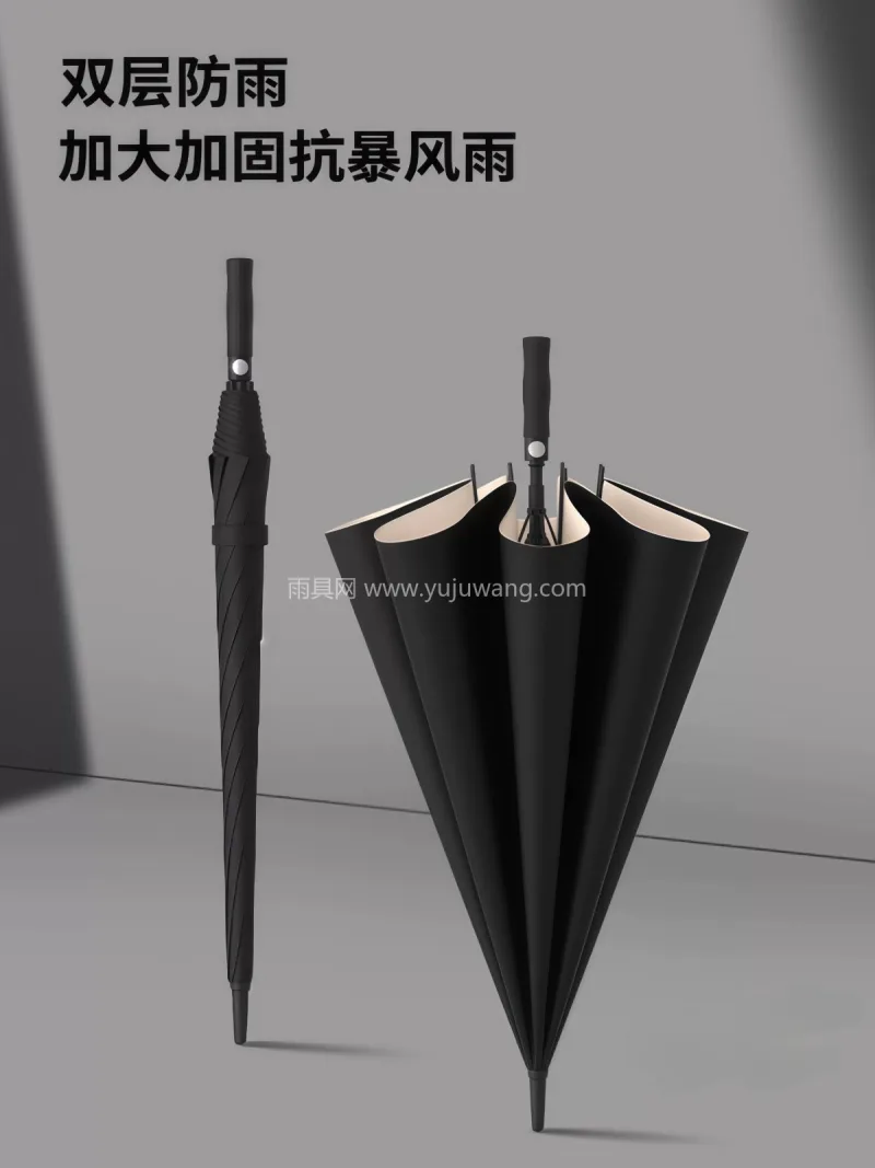 碰击布+纳米超疏 · 荷氏防水 本款双层自动长柄雨伞由武汉雨具供应链服务 - 详情图