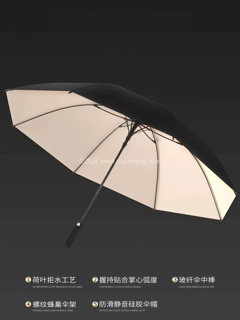 碰击布+纳米超疏 · 荷氏防水 本款双层自动长柄雨伞由武汉雨具供应链服务 - 详情图