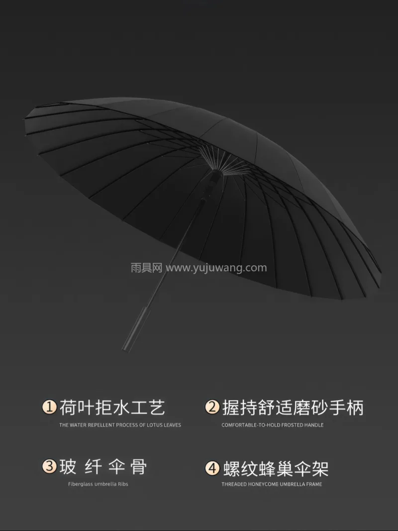 碰击布+纳米超疏 · 荷氏防水 本款长柄直杆雨伞由武汉雨具供应链服务源头 - 详情图