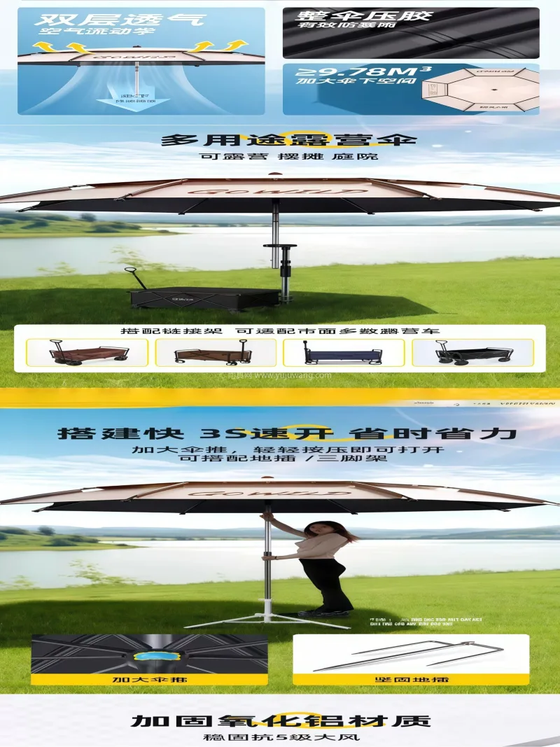 高密加厚210D牛津布 · 加厚轻量化航 武汉大型雨具供应链服务商直供户外露营遮阳 - 详情图