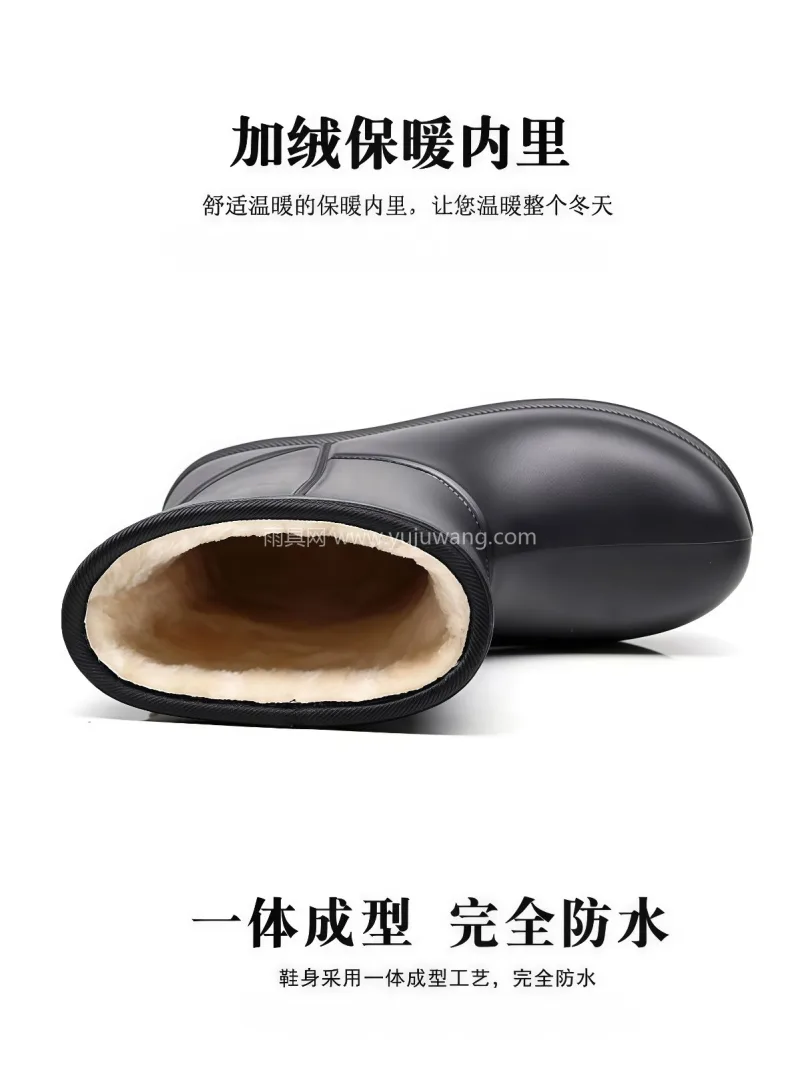 环保EVA材质 · 加绒保暖内里 · 一 武汉大型雨具供应链供货女款加绒雨鞋，专为 - 详情图