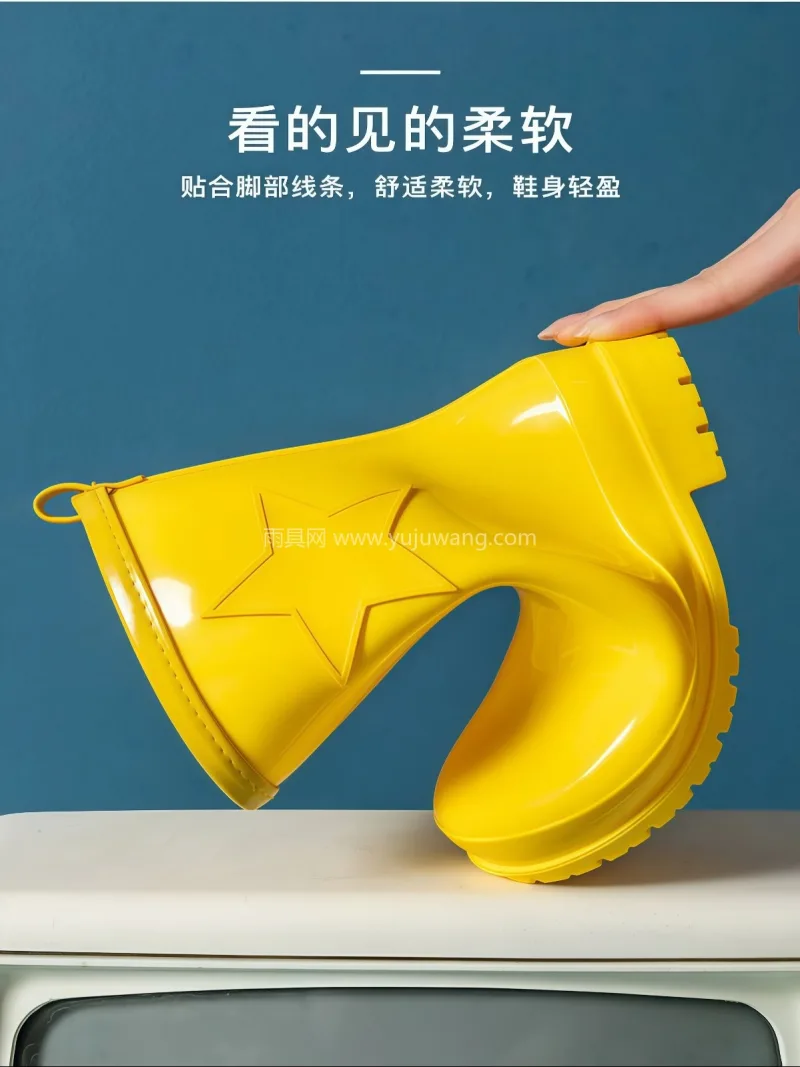 PVC材质 · 可拆卸棉套 · 条纹防滑 武汉大型雨具供应链供货儿童雨鞋，男童女童 - 详情图