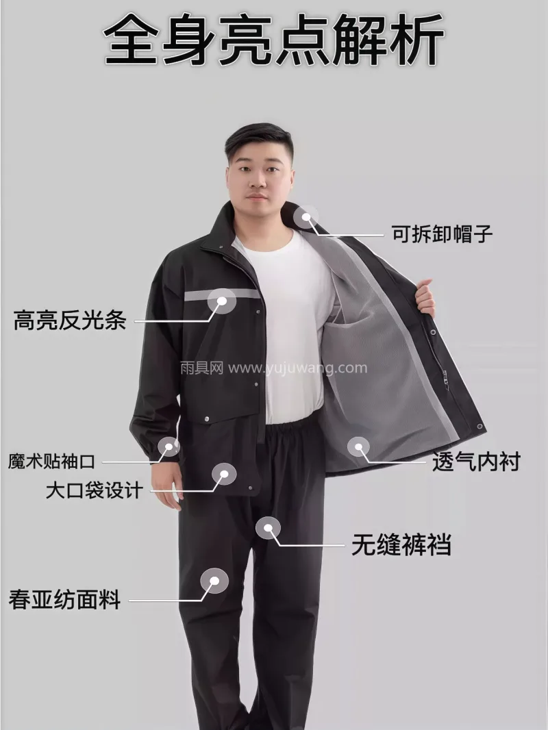 EVA材质 · 高密防水 武汉专业雨具生产供应链供货钓鱼专用雨衣， - 详情图