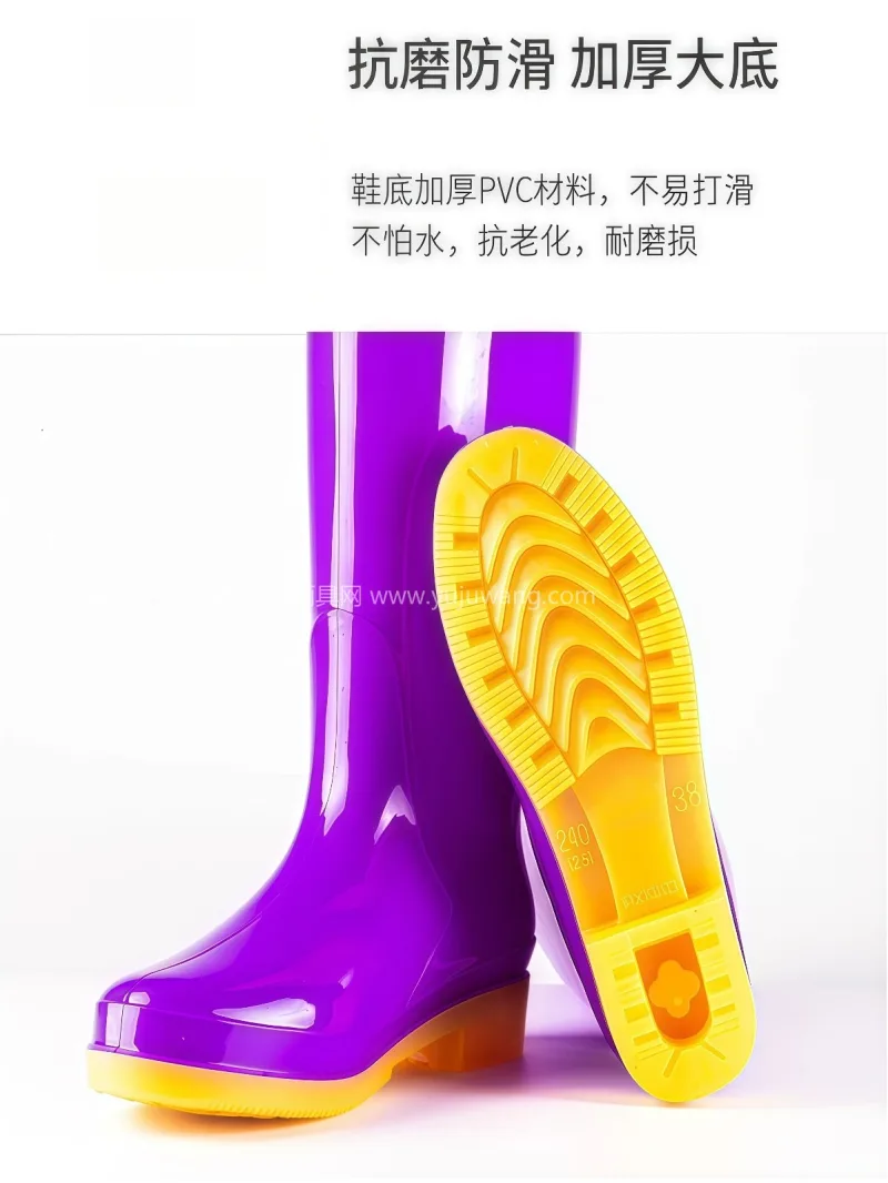 PVC材质 · 可拆卸棉套 · 全新包边 武汉大型雨具供应链供货包边束口牛筋底雨鞋 - 详情图