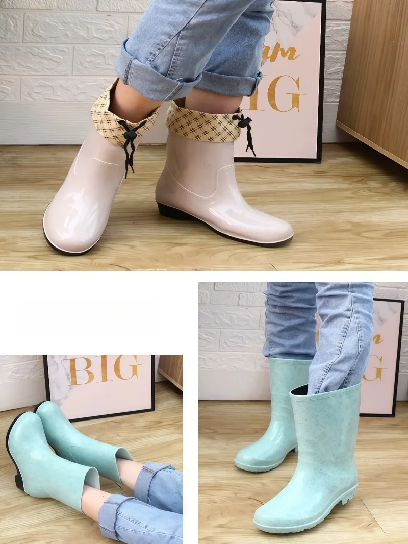 PVC材质 · 网纱内里 · 凹凸鞋底纹 武汉大型雨具供应链供货女士时尚雨鞋，多款 - 详情图