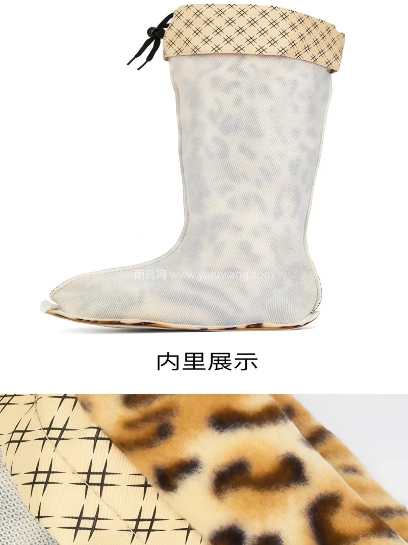 PVC塑料 · 加厚鞋底 · 反光设计 这款女士夹棉保暖雨靴，分为短筒、中筒两种 - 详情图