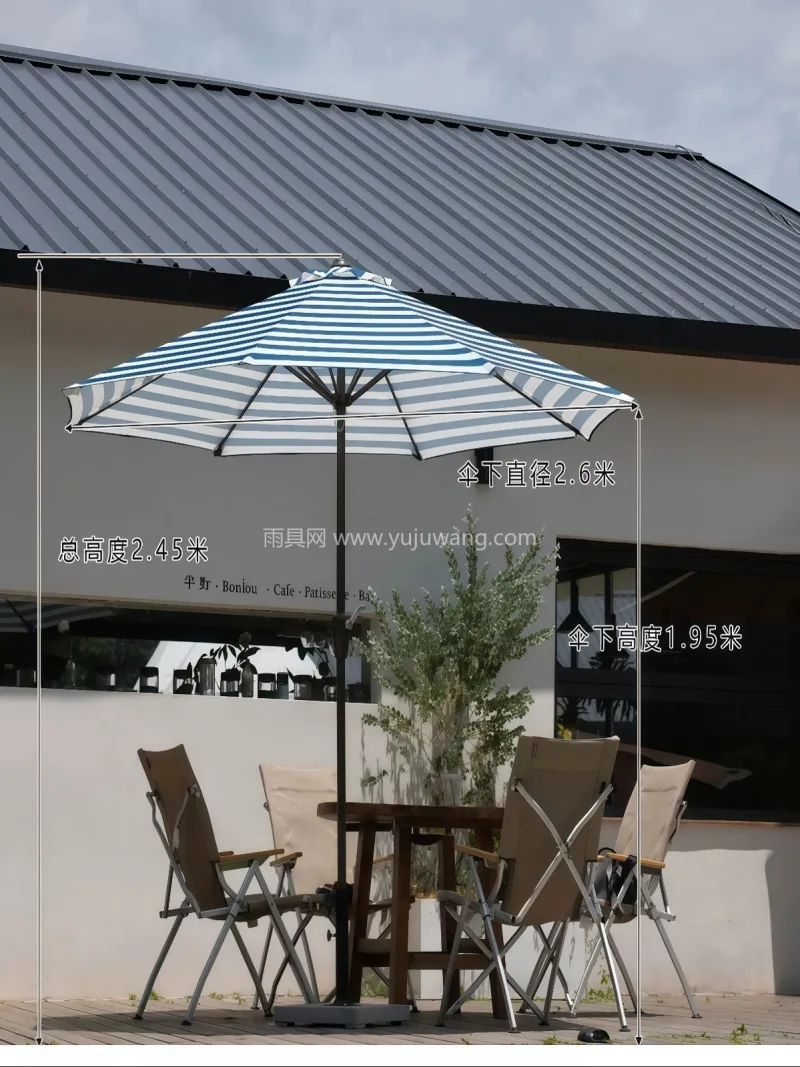 伞面300D加厚涤纶防水布 · 伞柱加粗 武汉雨具供应链服务，生产绿白条中柱条纹遮 - 详情图
