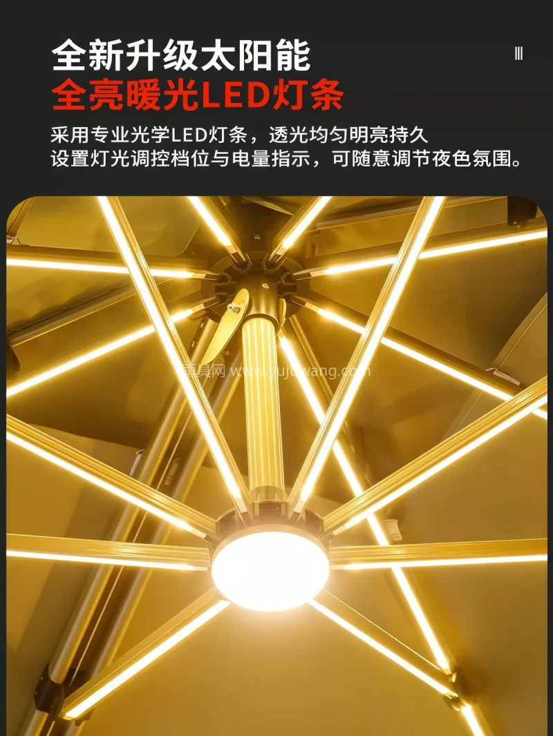伞面色织涤纶布 · 8骨加粗合金钢伞骨  武汉雨具供应链服务，生产户外罗马伞，适用 - 详情图