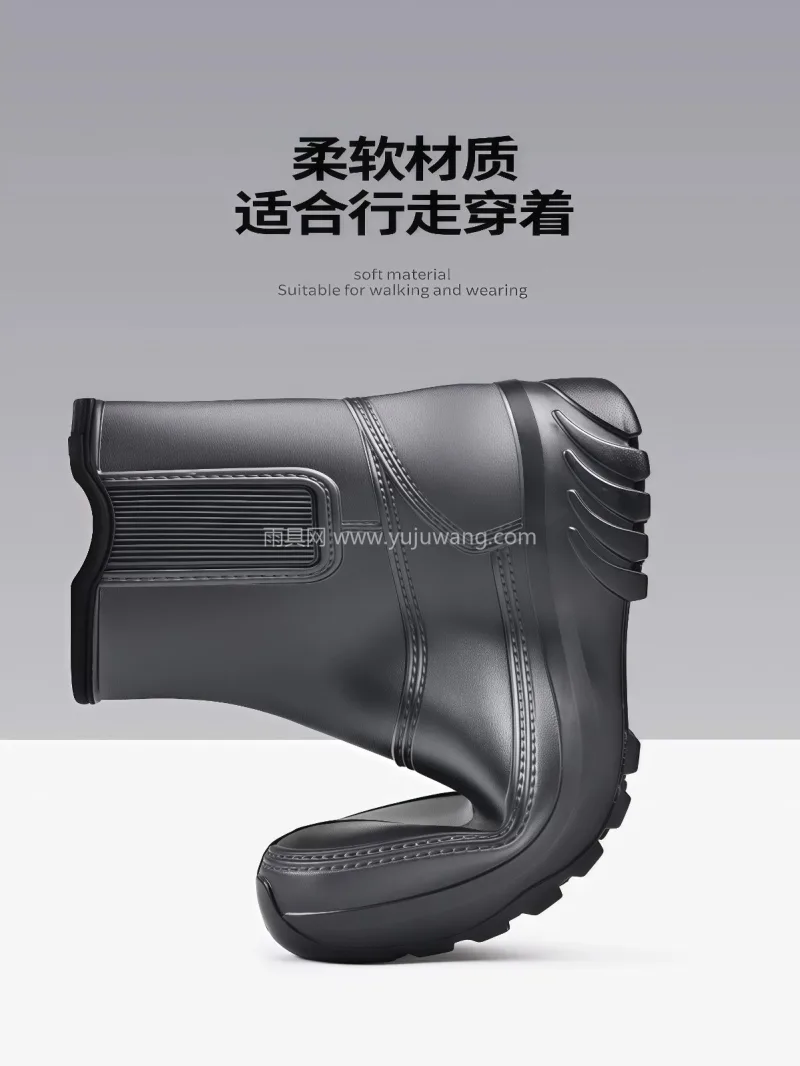 仿生壁虎吸盘 · 一体成型工艺 本款专业厨师专用雨鞋短靴，为武汉大型专业 - 详情图