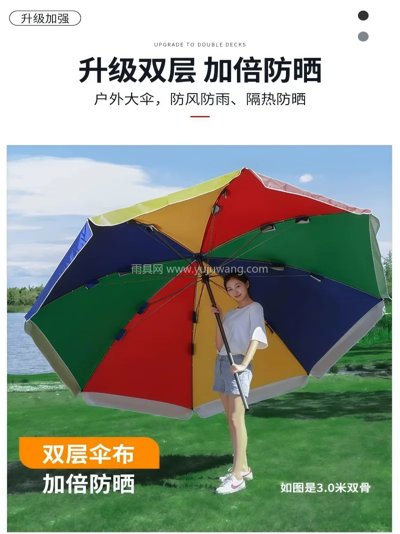 伞面牛津银胶布 · 加粗钢丝伞骨 · 伞 武汉大型雨具供应服务商，主营户外太阳伞、 - 详情图