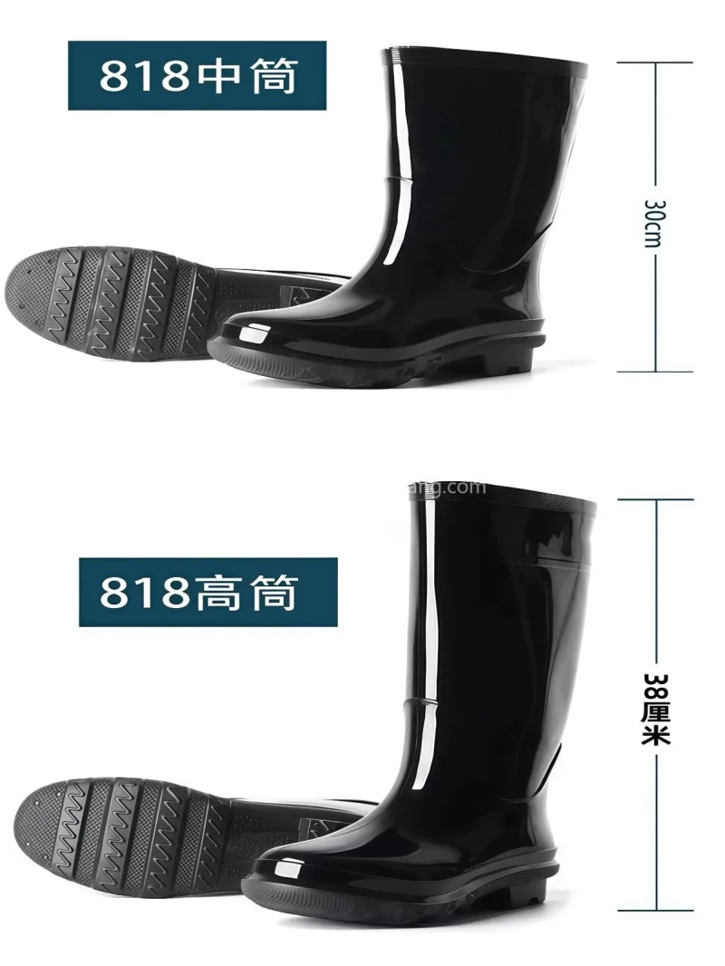 舒适内里，吸气透汗 · PVC塑胶制成  本款加厚男士雨鞋为武汉大型专业雨具源头生 - 详情图