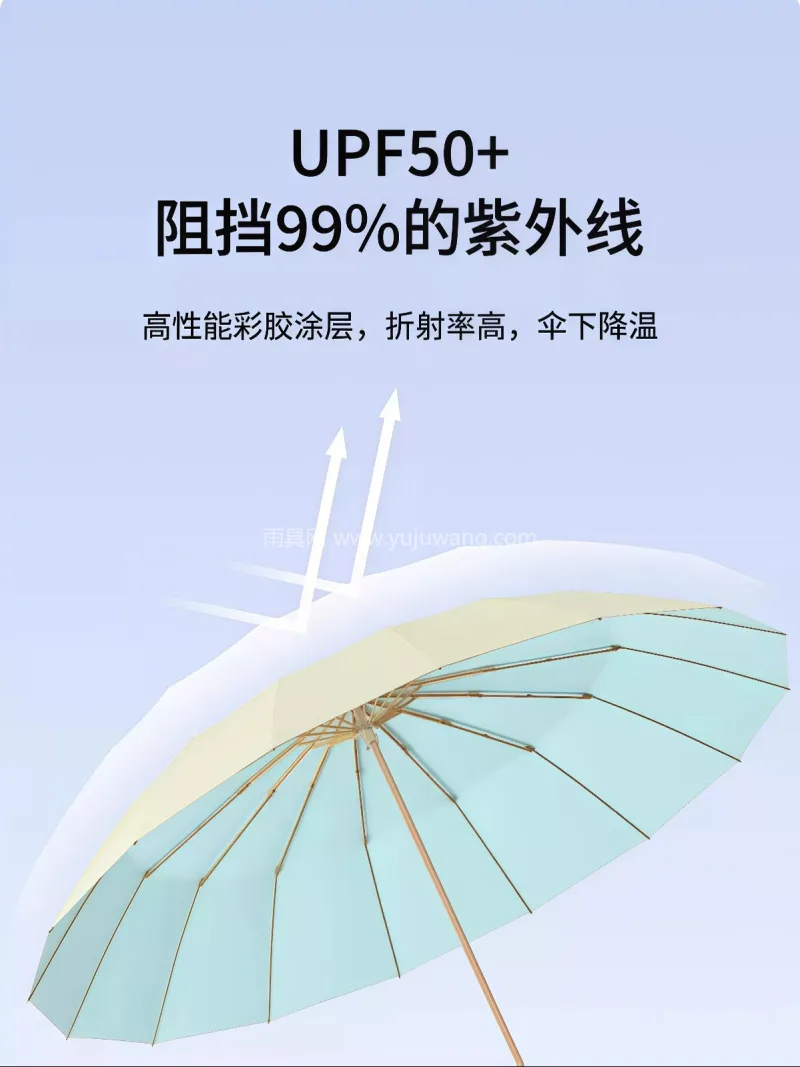 加厚彩胶图层 · 玻纤维伞骨 · 镀铬金 本品为武汉本土大型雨伞供应链服务直供手动 - 详情图