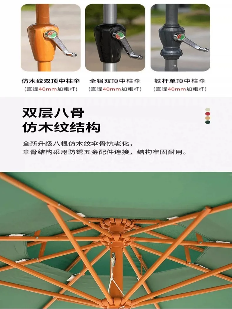 加厚加密600D牛津布 · 加粗加厚黑烤 武汉本地源头雨伞供应链服务直供中柱户外遮 - 详情图