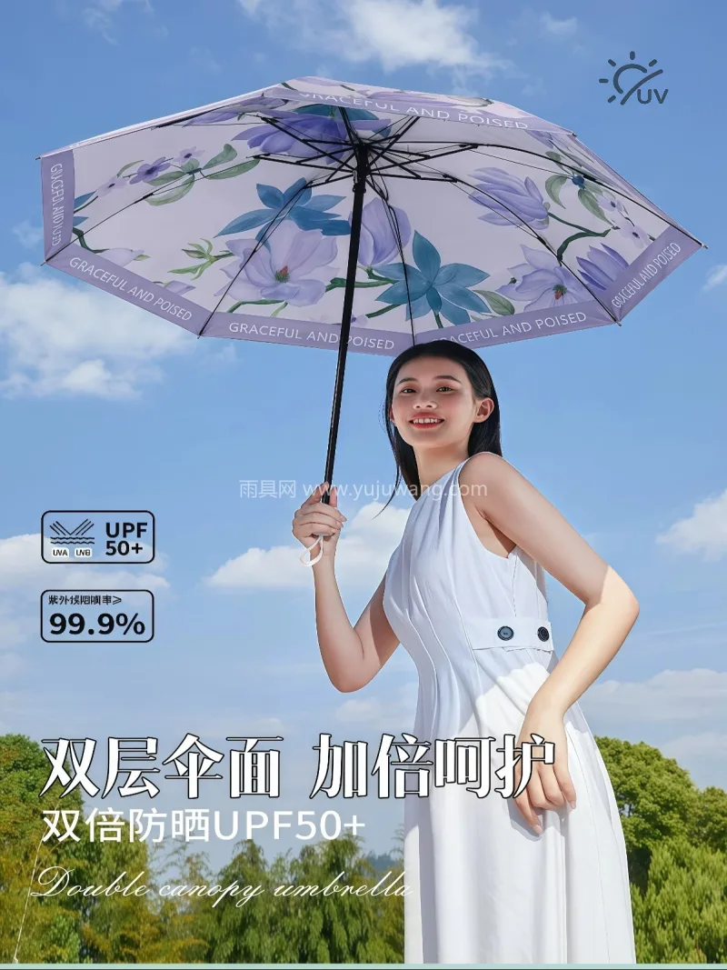 加厚黑胶防晒涂层UPF50+ · ABS 武汉专业大型雨具制造厂家，专注各类雨伞、 - 详情图