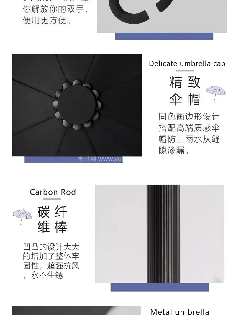 24骨加固结构 · 高密度碰击布 · 防 这款自动双层反向晴雨伞，由武汉专业大型雨 - 详情图