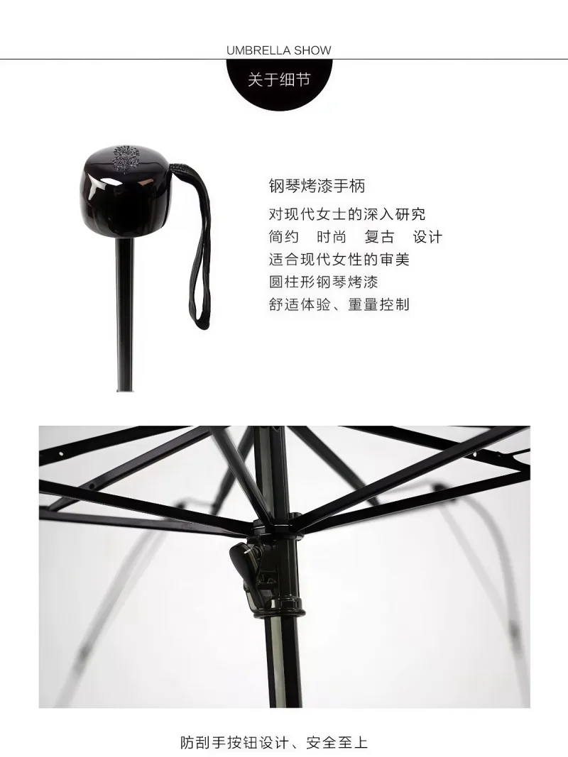 高密黑胶涂层UPF50+ · 280T加 本款女士晴雨两用伞由武汉专业雨具制造厂家 - 详情图