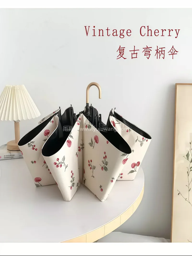 高密防水聚酯纤维碰击布 · 8 骨加固玻 武汉专业雨具生产供应链供货复古弯钩晴雨伞 - 详情图