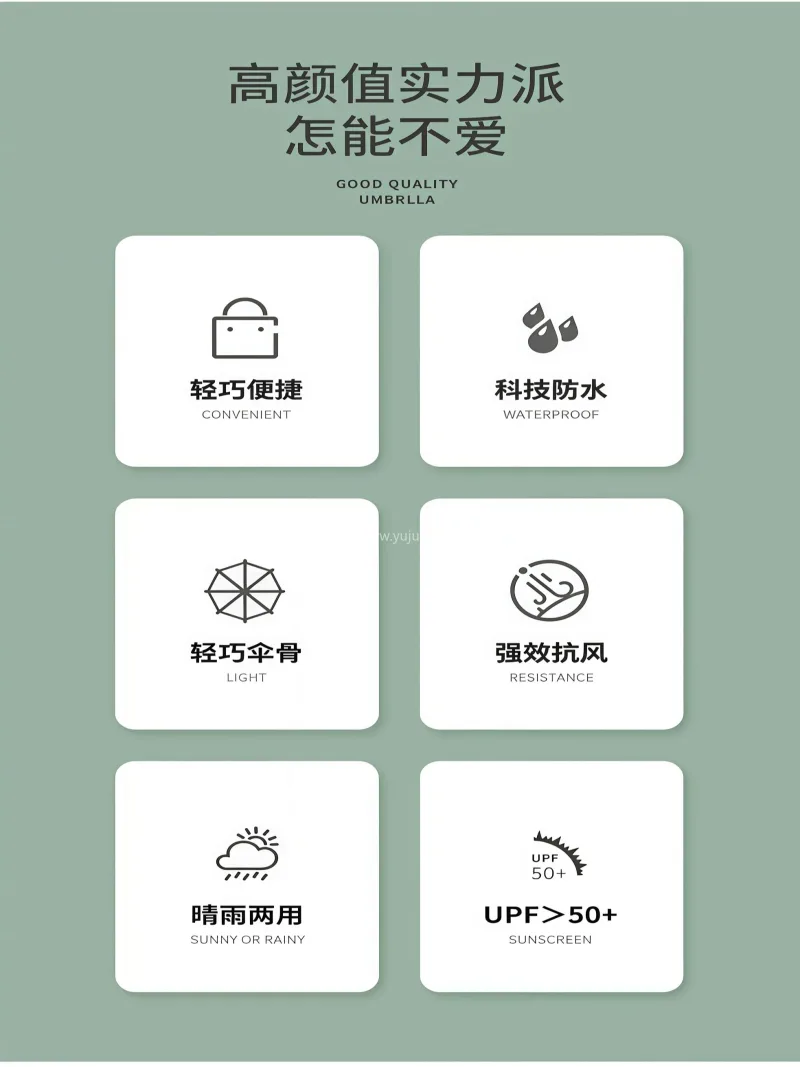 6骨航空级铝合金伞骨 · 190T超薄高 武汉本地大型雨伞供应链服务直供六折扁迷你 - 详情图