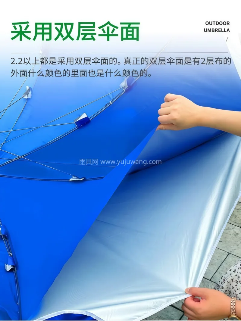 420D加密牛津布 · 三层抗风骨架 · 武汉本地大型雨伞供应链服务直供双层布加厚 - 详情图