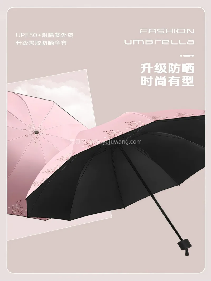 加厚黑胶 · 科技涂层 · 纳米疏水科技 武汉本地雨伞供应链服务直供大号黑胶晴雨伞 - 详情图