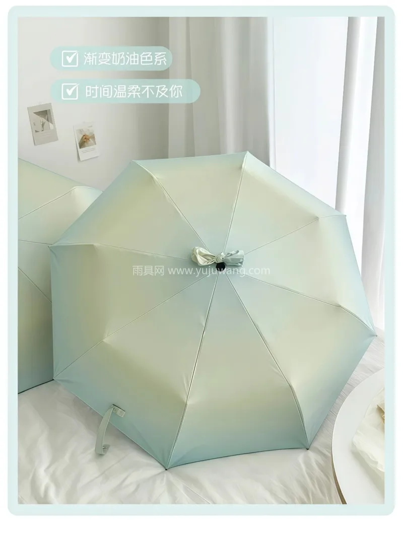 黑胶防晒 · 复合涂层 · 防紫外线 · 武汉雨具供应链服务商直供海盐蓝渐变雨伞， - 详情图