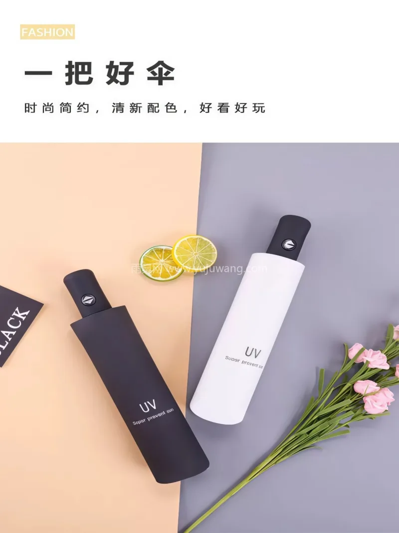 黑胶图层 · 防紫外线 · 仿生拒水 · 武汉雨具供应链服务商直供全自动晴雨两用伞 - 详情图