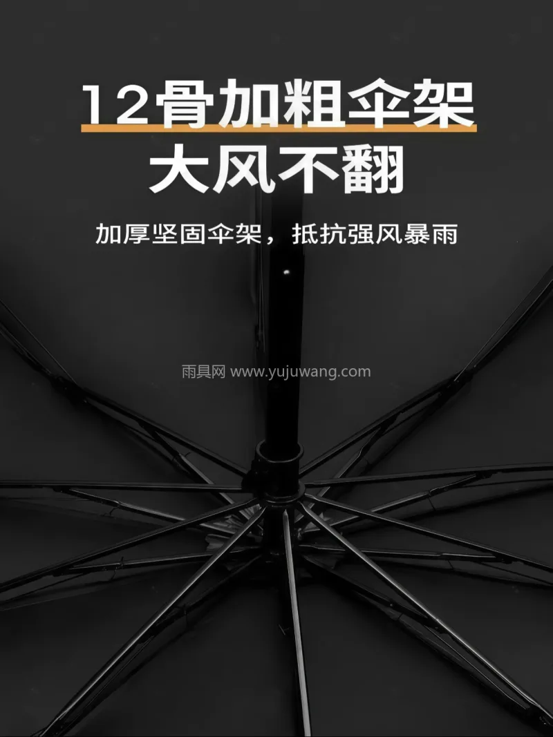 晴雨两用 · 超强抗水 · 黑胶防晒 · 武汉雨具供应链服务商直供双人 12 骨折 - 详情图