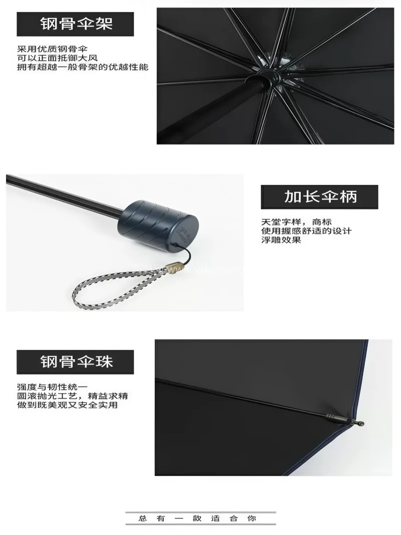 超大伞面 · 晴雨两用 · 强力抗风 · 作为武汉专业大型雨伞供应链服务，我们推出 - 详情图