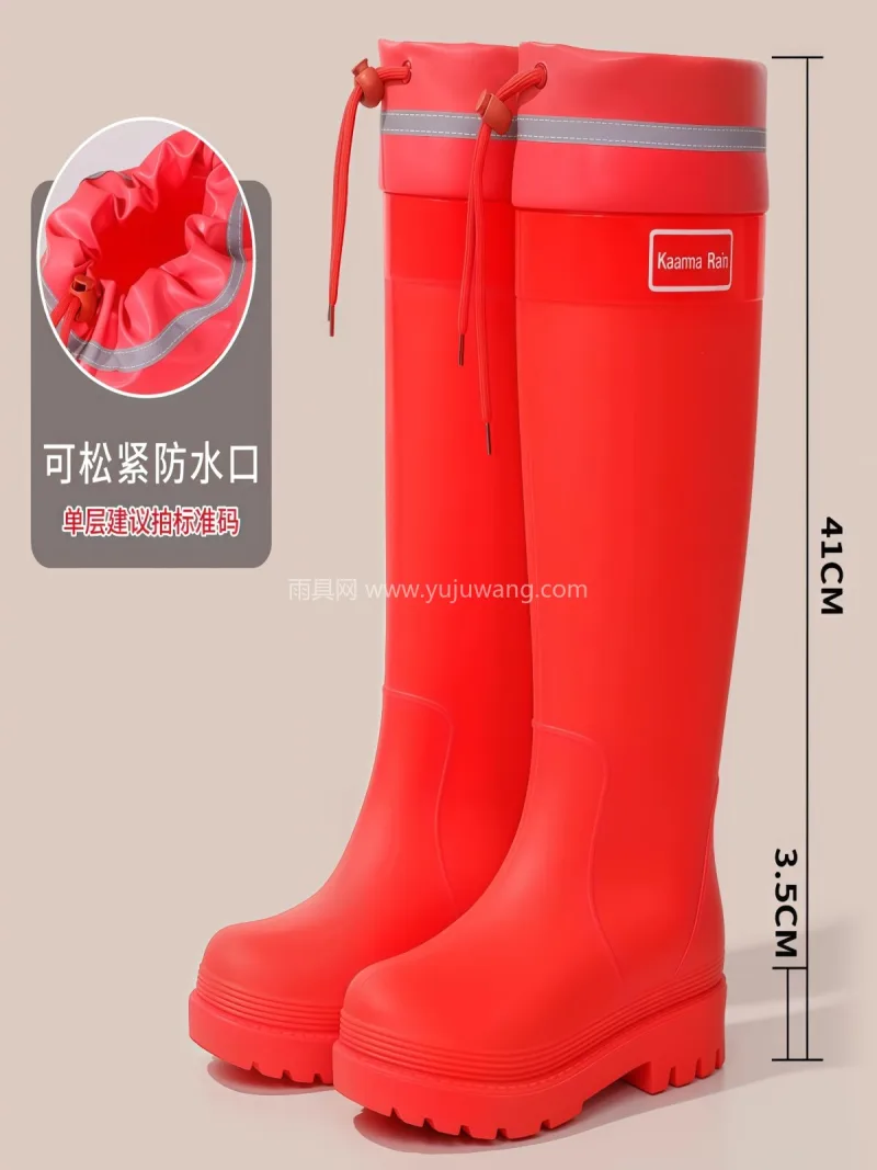 优质面料 · 柔软内里 · 舒适后跟 · 武汉大型雨具供应链供货女款成人高筒雨靴， - 详情图